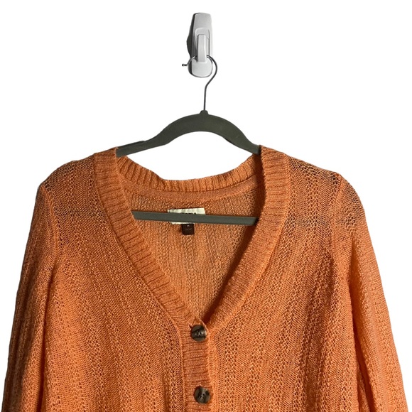 Sonoma Women's Orange Button-Down Knit Cardigan - Picture 2 of 9